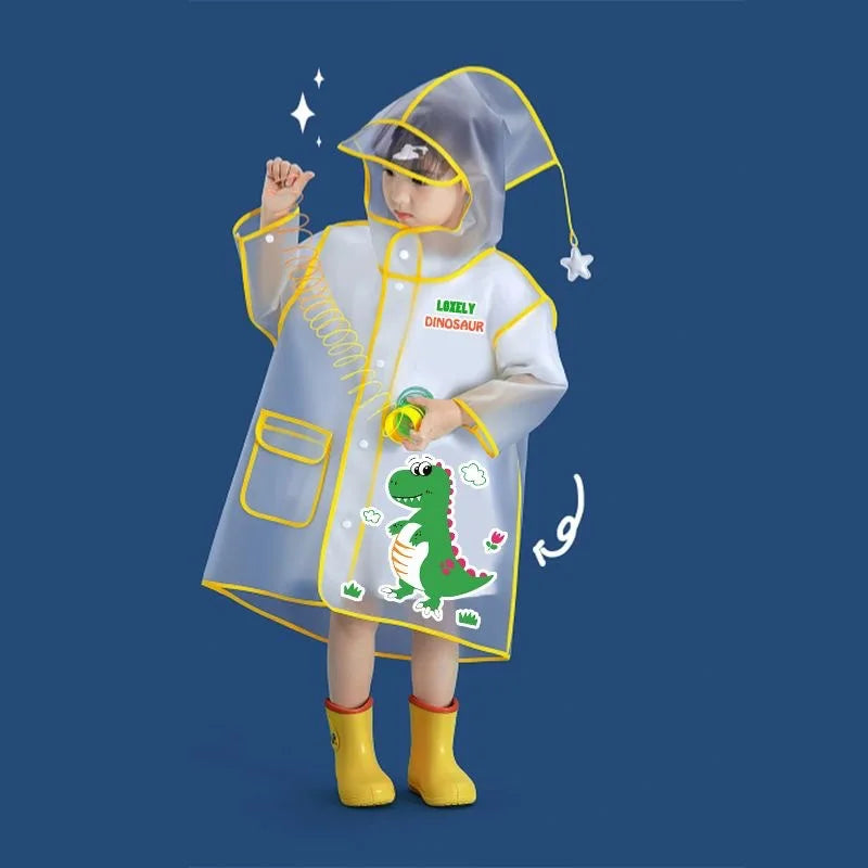 Girls Kids Reflective Stripe Waterproof Cartoon for Raincoat for Hiking School Travel Made EVA Outdoor Use