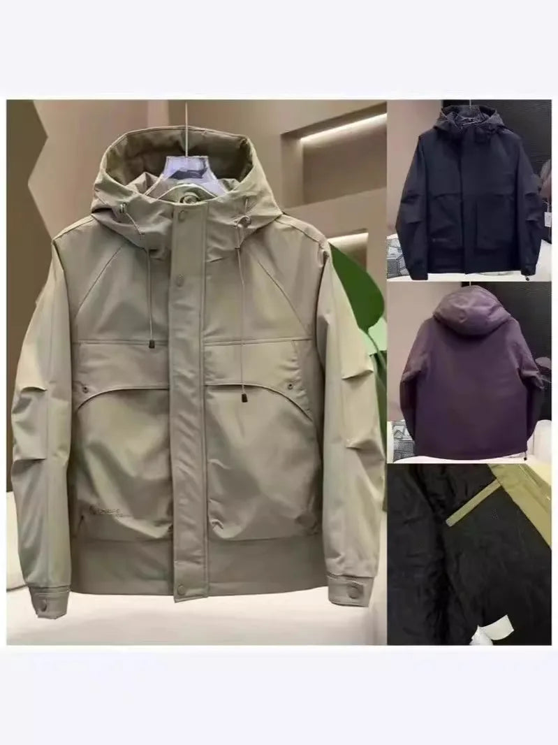 Factory Direct Men's Hooded Stand Collar Loose Plain Dyed Casual Jacket Windproof Thickened Work Warm Winter