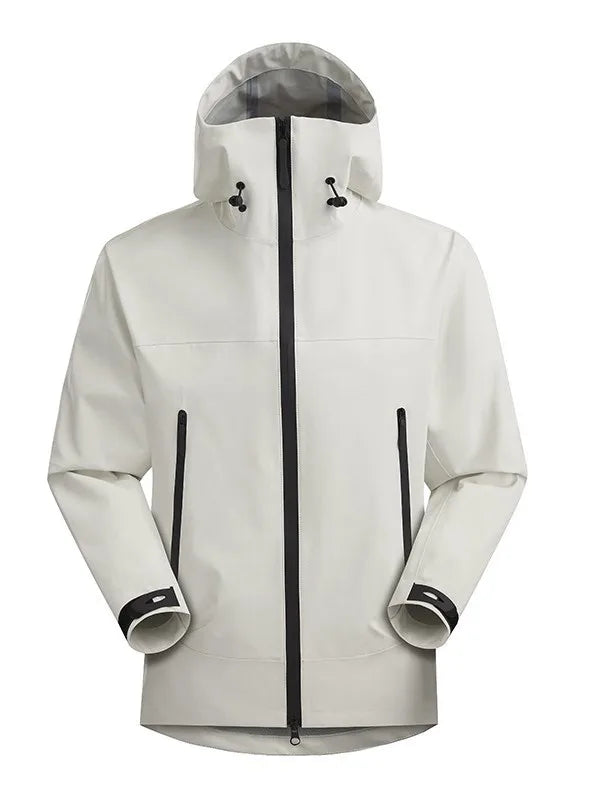 Unisex Three-Layer Waterproof Rainproof Windproof Eco-Friendly Breathable Outdoor Hardshell Jacket with Zipper Closure 3XL Size