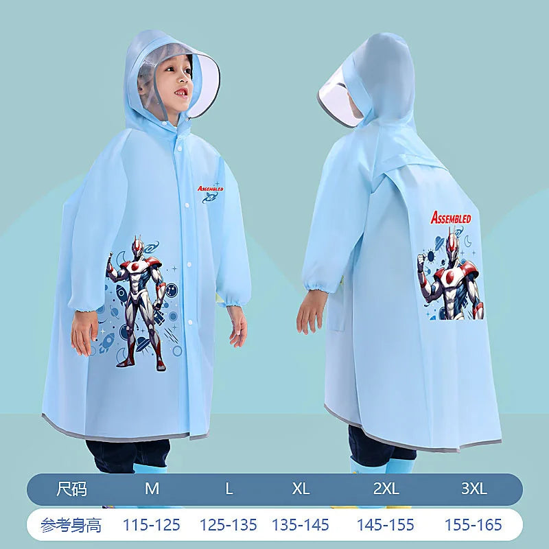 EVA Children's Raincoat with Backpack Space, Suitable for Boys and Girls, Reusable