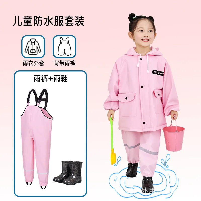 Kids' One-Piece Waterproof Raincoat EVA PU Rain Boots for Beach Sea-Driving Fishing Water for Boys' Kindergarten Camping Tours