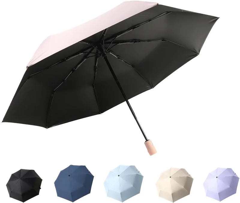 23-Inch Large Size Full Automatic 3-Folding Umbrella 10 Rainproof UV Proof Pongee Fabric Metal Plastic Logo Adults Traveling