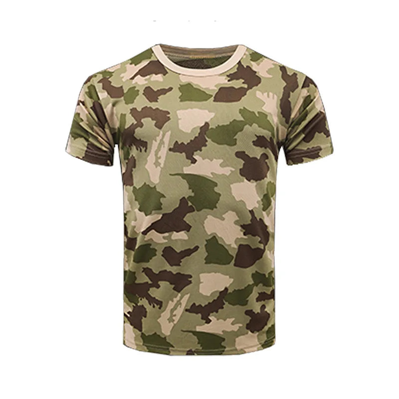 Horse-horse Camouflage Tactical T-shirt Unisex Short-sleeved Summer Quick-drying Breathable 100% Polyester Outdoor Physical