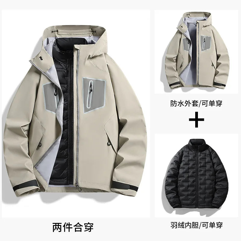 Hard Shell Casual Stand Waterproof Breathable Autumn Hooded Bomber Jacket Woven Front Logo Unisex Color Pocket
