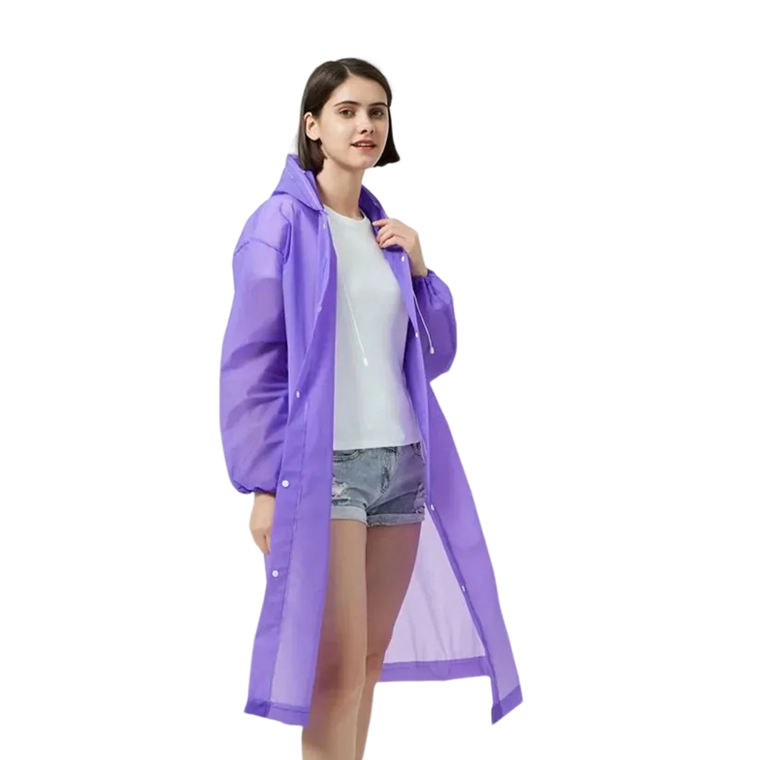 Rain Poncho Waterproof Hooded Long Clear Raincoat for Adults Men and Women Rainwear Reusable EVA Unisex Camping Outdoor Event