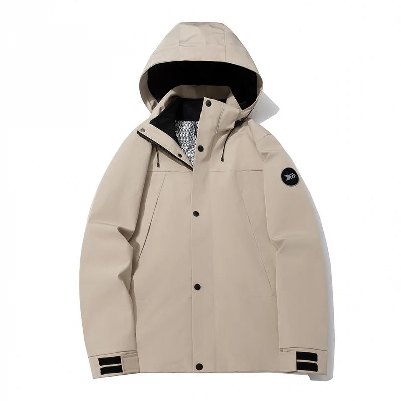 Autumn Winter Three-in-One Outdoor Mountaineering Suit for Men Women Stand Windproof Waterproof Thickened Warm Jacket