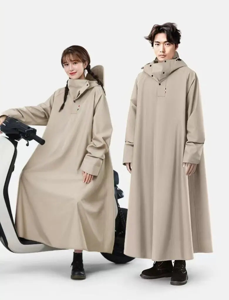 New Modern Durable Extended Loose Unisex Adult Bike Rain for Waterproof Polyester Pongee Wide Hood Brim Thickened