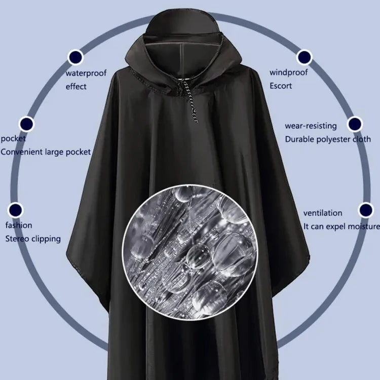 Custom-made Waterproof Clothing Rain Poncho Hooded PU Coated Poncho Waterproof Men Women Polyester Raincoat