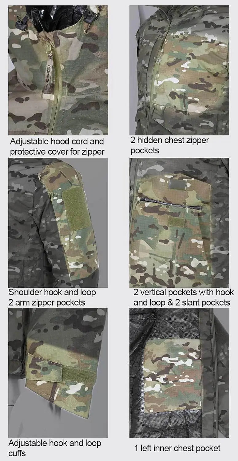 Wholesale Men's Snow Ski Jacket Camo Tactical Warm Jacket Waterproof Hooded Coat Windproof Winter Parka Camouflage Uniform