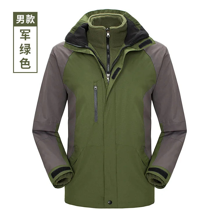 Two-Piece Three-In-One Outdoor Assault Clothing for Men Women Fleece-Lined Waterproof Mountaineering Work Jacket Custom Hiking
