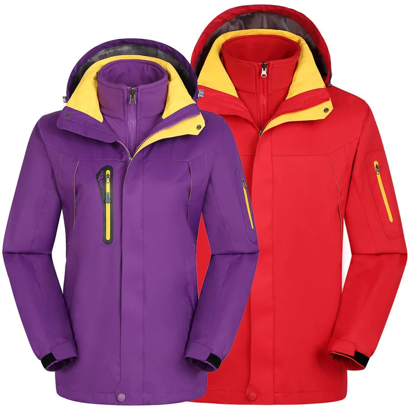 Winter Outdoor Warm  Clothing Men Women Two-piece Detachable Fleece Three-in-one Windproof Waterproof Mountain and Outdoor