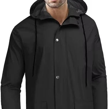 Men's XXL Lightweight Polyester Rainproof Jacket Waterproof Long Sports Raincoat Hood Durable Windproof Adults' Travel Custom