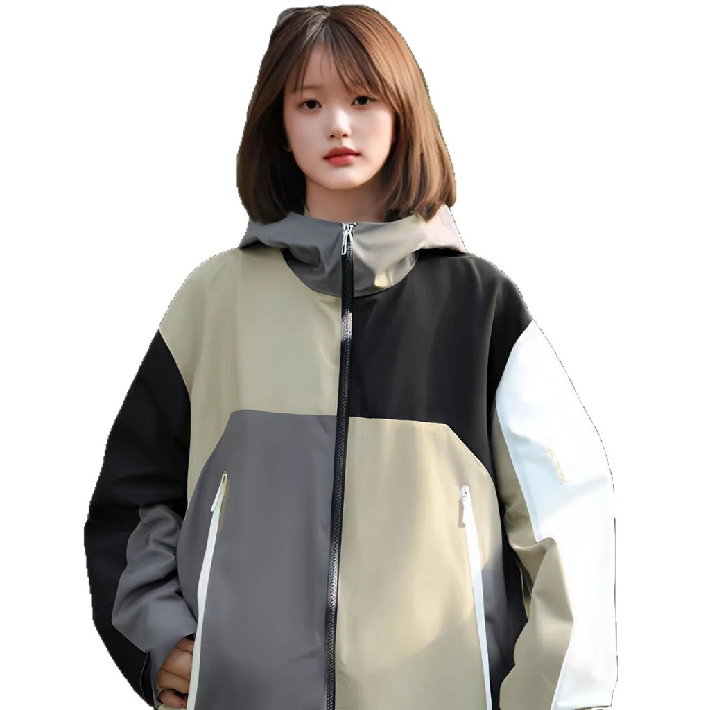 High Quality Outdoor Hard Shell Expedition Hiking Jacket Windproof Hoodie Stand Collar Zipper Water Resistant Print for Autumn