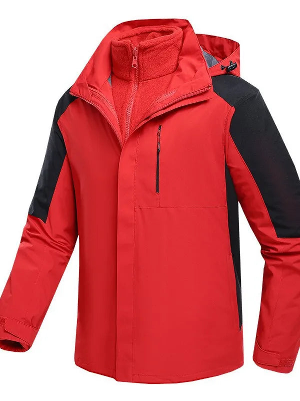 Color Blocking Outdoor Jacket Waterproof Windproof Hard Shell Breathable Features Reflective Contrasting Colors for Safety for