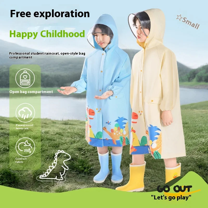 Long Waterproof for Poncho Raincoat for Boys and Girls Oxford Cloth Schoolbag for Outdoor Travel Primary School Kindergarten Use