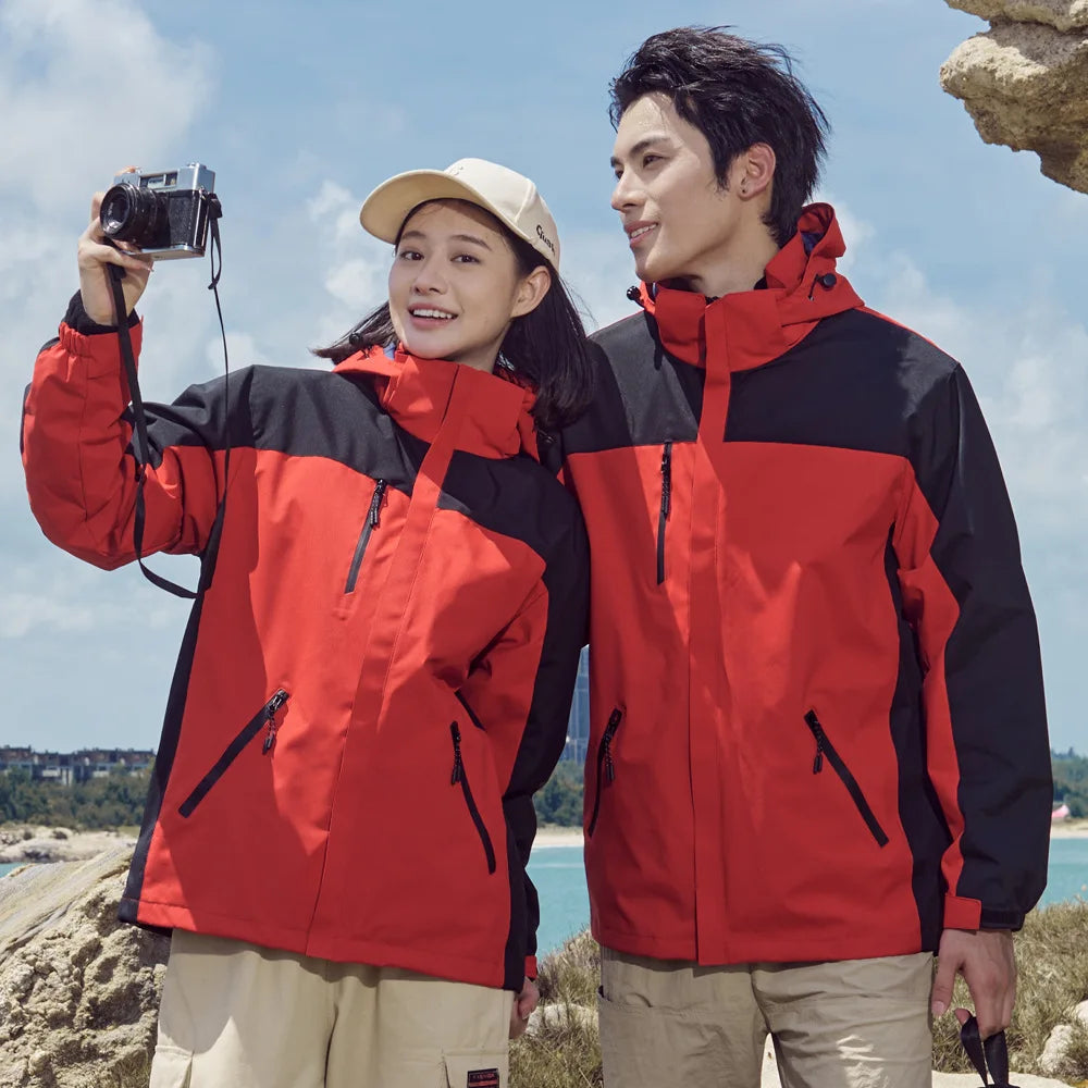 Autumn Winter Men's Women's Detachable Three-in-One Windproof Coat New Outdoor Clothing Stand for Mountaineering