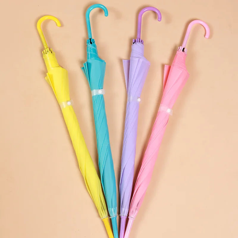 Factory Price Stock Rainbow Umbrella Transparent Long J Handle Promotion Giveway Advertisement Gift Matte Black PVC Umbrella