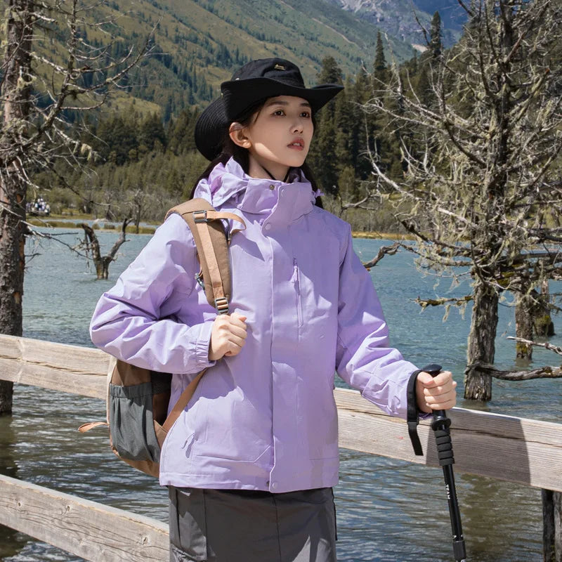 Men's and Women's Three in One Outdoor Hard Shell Jacket, High-end Windproof and Waterproof Hiking and Mountaineering Jacket