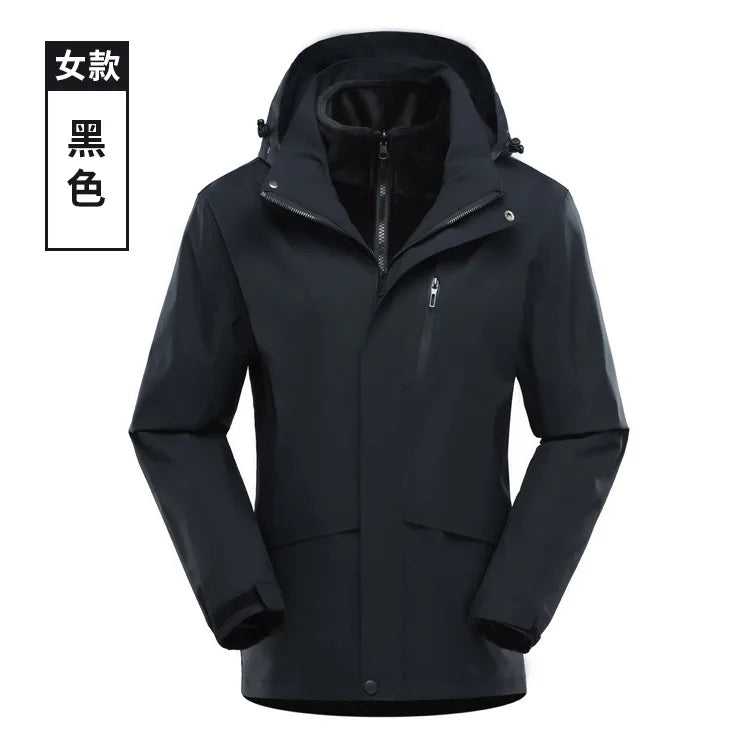 Three-in-One Detachable Waterproof Windproof Climbing Warm Clothes for Men and Women New Outdoor Travel Camping Gear for Winter