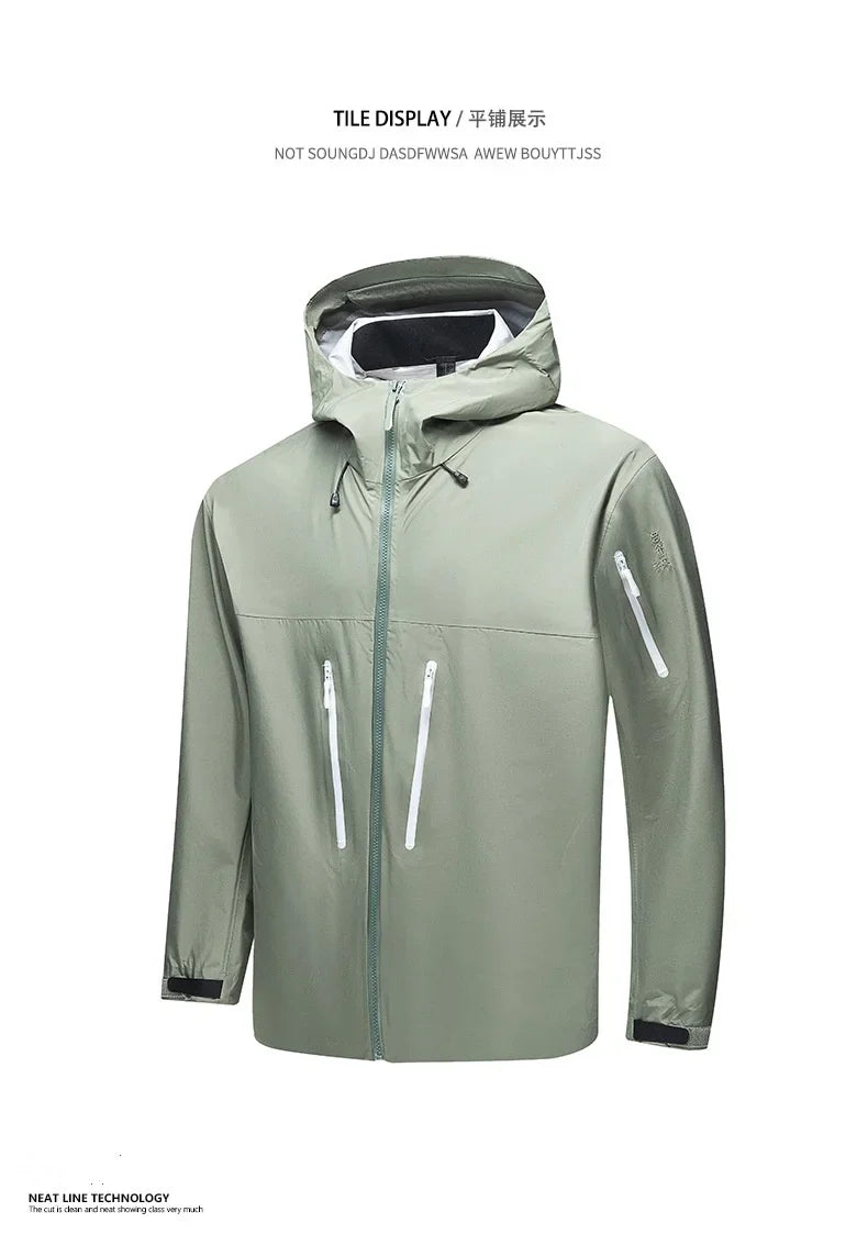 Single Layer Windproof Waterproof Outdoor Punching Jacket  Rain Jacket Spring Autumn Hiking Group Printed Embroidery Logo