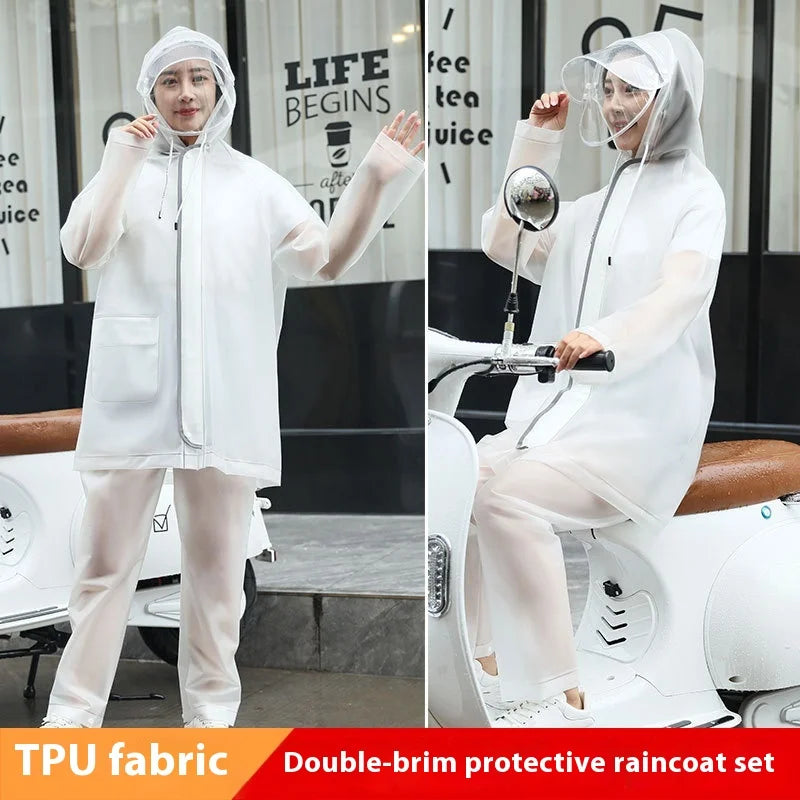 Adult Full Body PVC Waterproof Raincoat with TPU Battery Split Jacket Pants Suit for Car Motorcycle Riding Wholesale