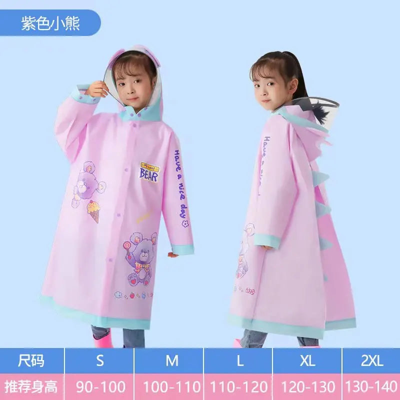 Wholesale Cartoon Eva Children's Waterproof Raincoat Schoolbag Thick Student Raincoat for Outdoor Use Non-Disposable for Girls