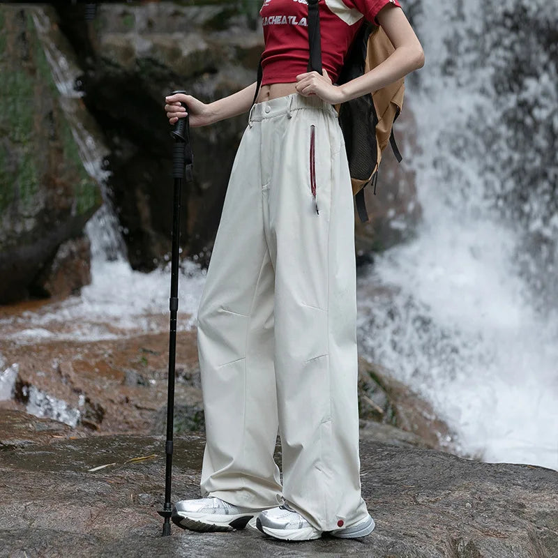 Women's High Waist Quick-Drying Breathable Climbing Pants-Thin Windproof Waterproof Casual Outdoor Sports Pants for Hiking