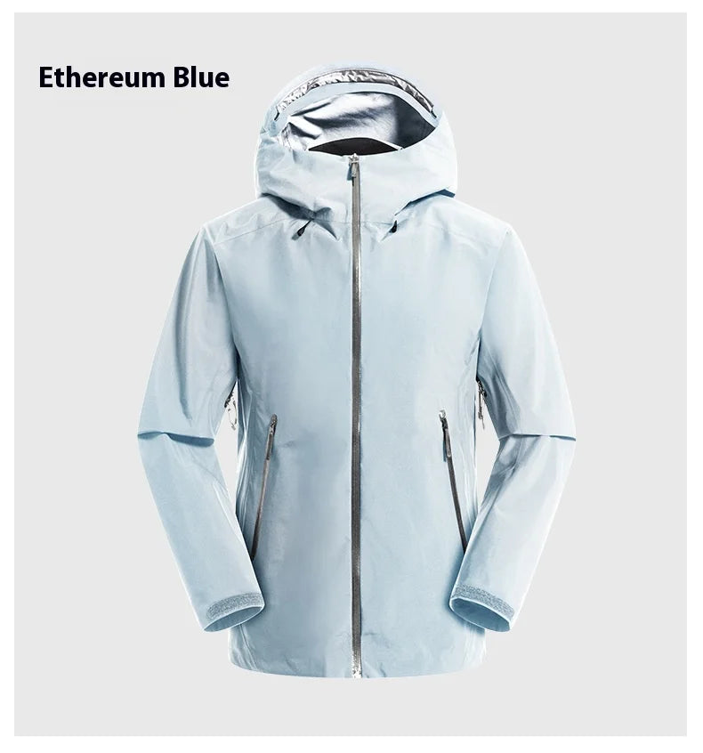 Men's Lightweight Stand Rain Jacket for Autumn Spring Breathable 3D Embroidery Logo Zipper Prints Outdoor Plain Hardshell