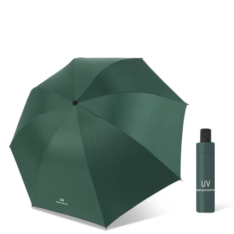 Sunny and Rainy Umbrella  Three Folding Umbrella With Blacking Coating