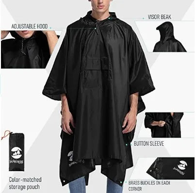 Portable Waterproof Polyester Rain Poncho Reusable Rain Jacket for Men and Women Camping Ponchos Light Weight Raincoats RAINWEAR