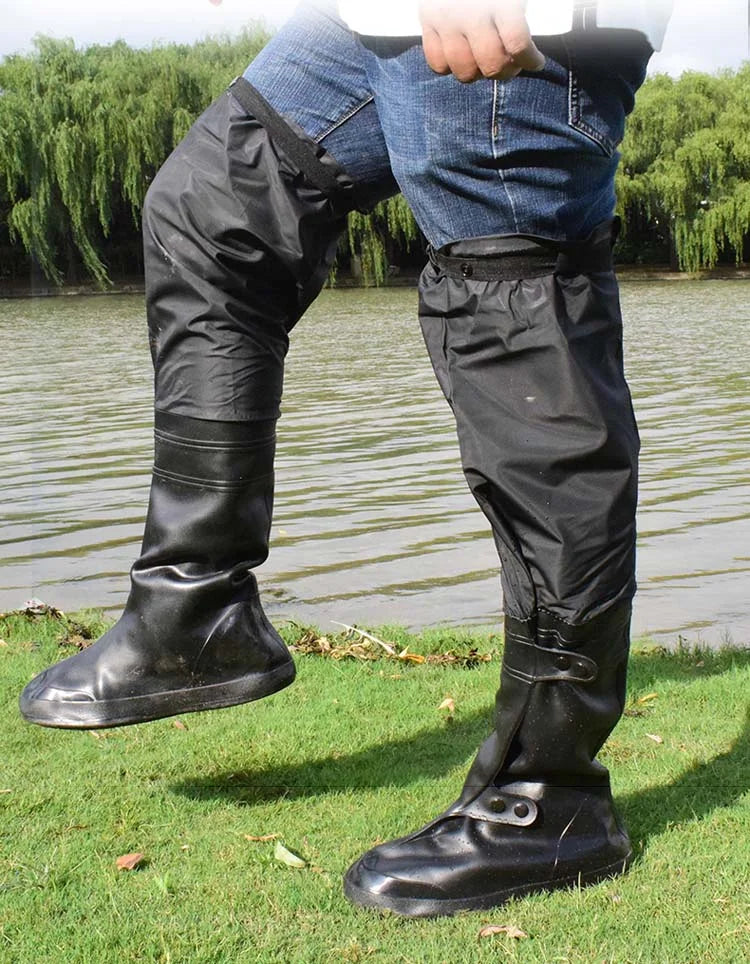 High Quality PVC Rain Boots Outdoor Hiking Fishing Waterproof Over-Knee Shoes Covers Anti-Slip All Seasons Unisex Rubber Adults