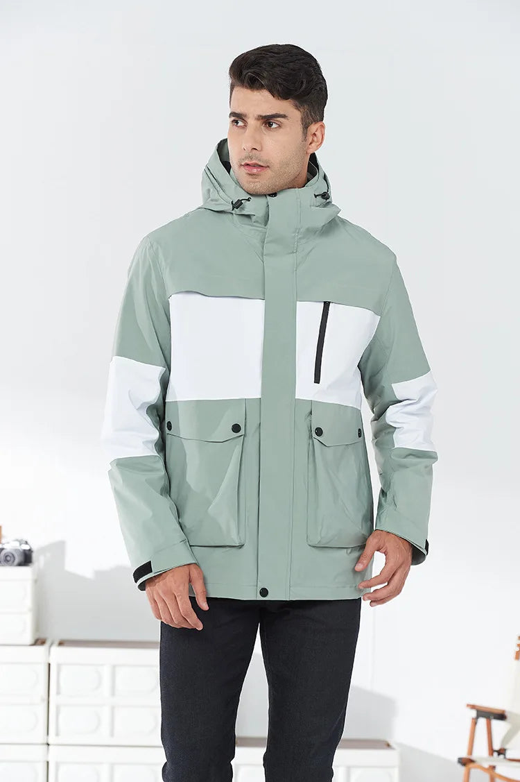 High-End Polyester Outdoor Hardshell Jacket for Men and Women Thick Warm Fleece Ski Suit With Printed Logo for Travel and Tours