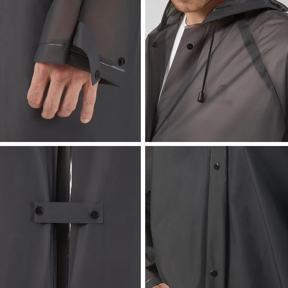 Adult Oversized Waterproof Raincoat With Backpack Long Thickened Poncho for Hiking Tours Windproof Breathable Soft Jacket Hood