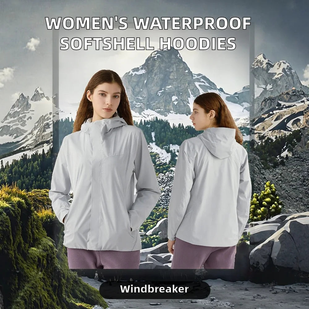 Custom Reversible Long Waterproof Windproof Water Resistant Lightweight Breathable Winter Soft Shell Jacket Hoodies for Women