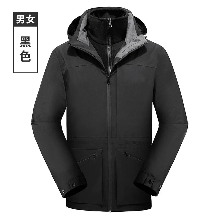 High-End Waterproof Breathable Outdoor Clothing for Men Women Autumn Winter Two-Piece Three-In-One Windproof Jacket Full Zipper