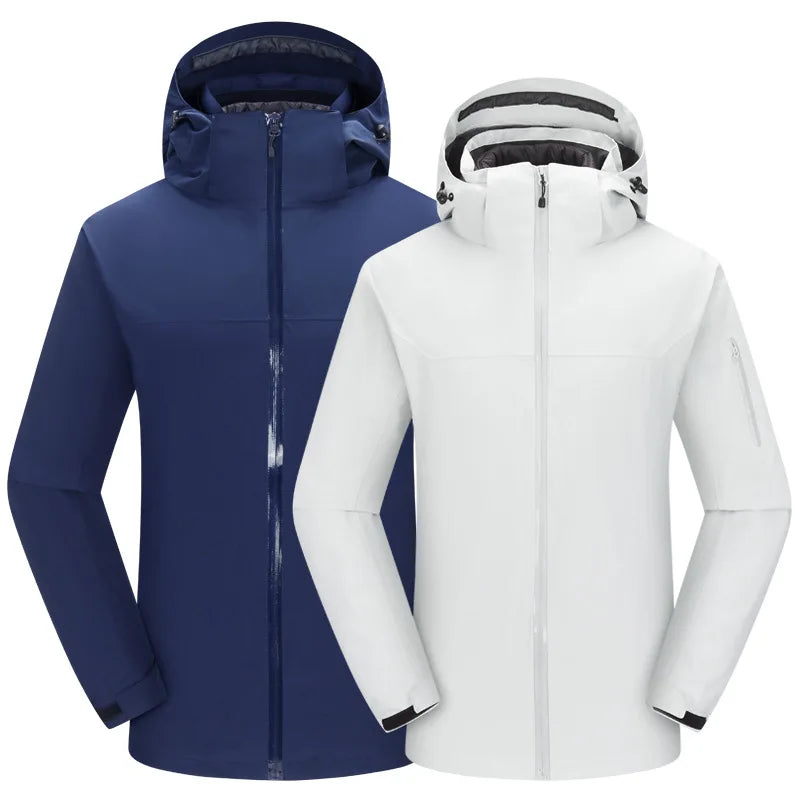 Outdoor Casual Unisex Winter Two-Piece Liner Detachable Three-in-One Long-Sleeved Coated Waterproof Motorcycle Jacket Stand