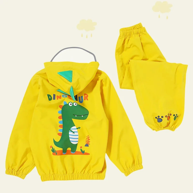 Outdoor Full Body Waterproof Student Raincoat Suit for Girls XXL Size Cartoon Printed Polyester With Hood Logo Decoration