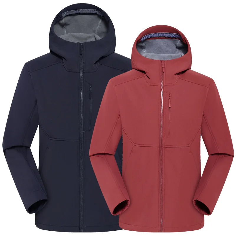 Niaojiaping New Soft Shell Zipper Solid Unisex Autumn Winter Waterproof Windproof Fleece Stand Single Coat Jacket