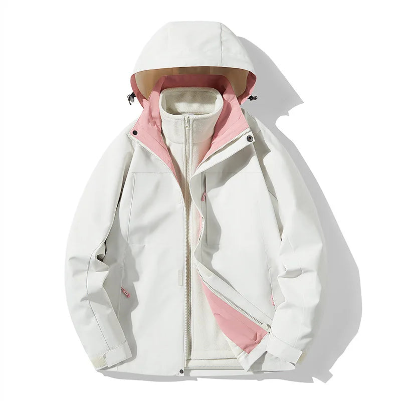 Unisex Waterproof Hard Shell Outdoor Windbreaker Jacket Breathable for Windproof Solid Color Hood Zipper Thin Oversized