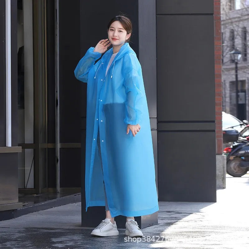 Unisex Adult Lightweight EVA PVC Rain Jacket Hooded for Poncho for Outdoor Hiking Survival Custom Vinyl Raincoat Waterproof