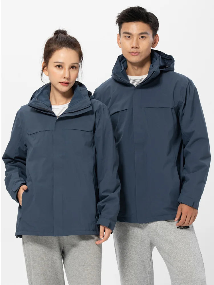 High End Outdoor Assault Suit Men Women Two-piece Set Three in One With Thick Fleece Warm Jacket Mountaineering Cloth Raincoat