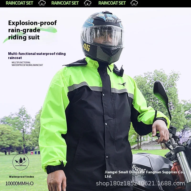 Men's Thickened Waterproof Windproof Motorcycle Riding Rainsuit Knight Style Raincoat for Rainstorm Camping