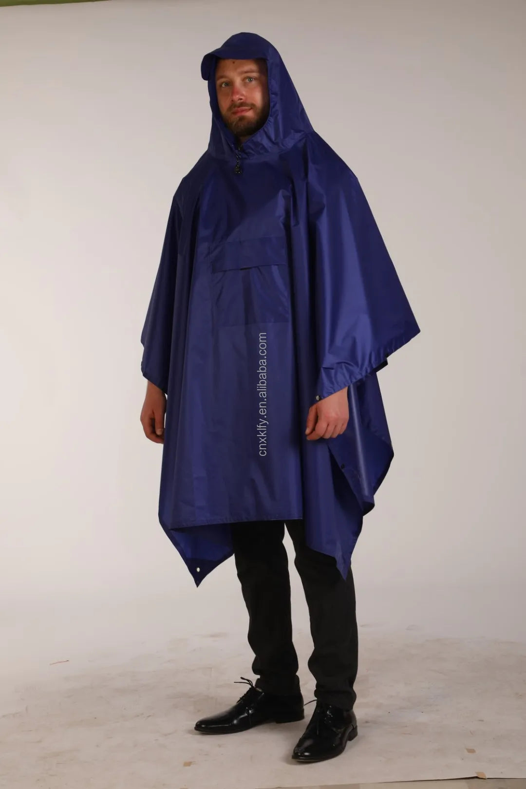 Stylish Polyester Rain for Poncho Waterproof Raincoat with Hood Zipper Free Size for Back to School Camping Travel