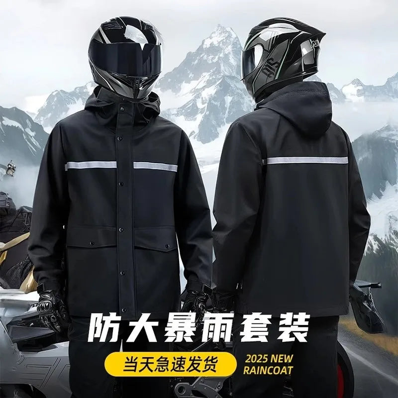 Custom Oxford Cloth Waterproof Windproof Men's Raincoat Rain Pants Set Thickened Wear-resistant Full-body Anti-rainstorm Split