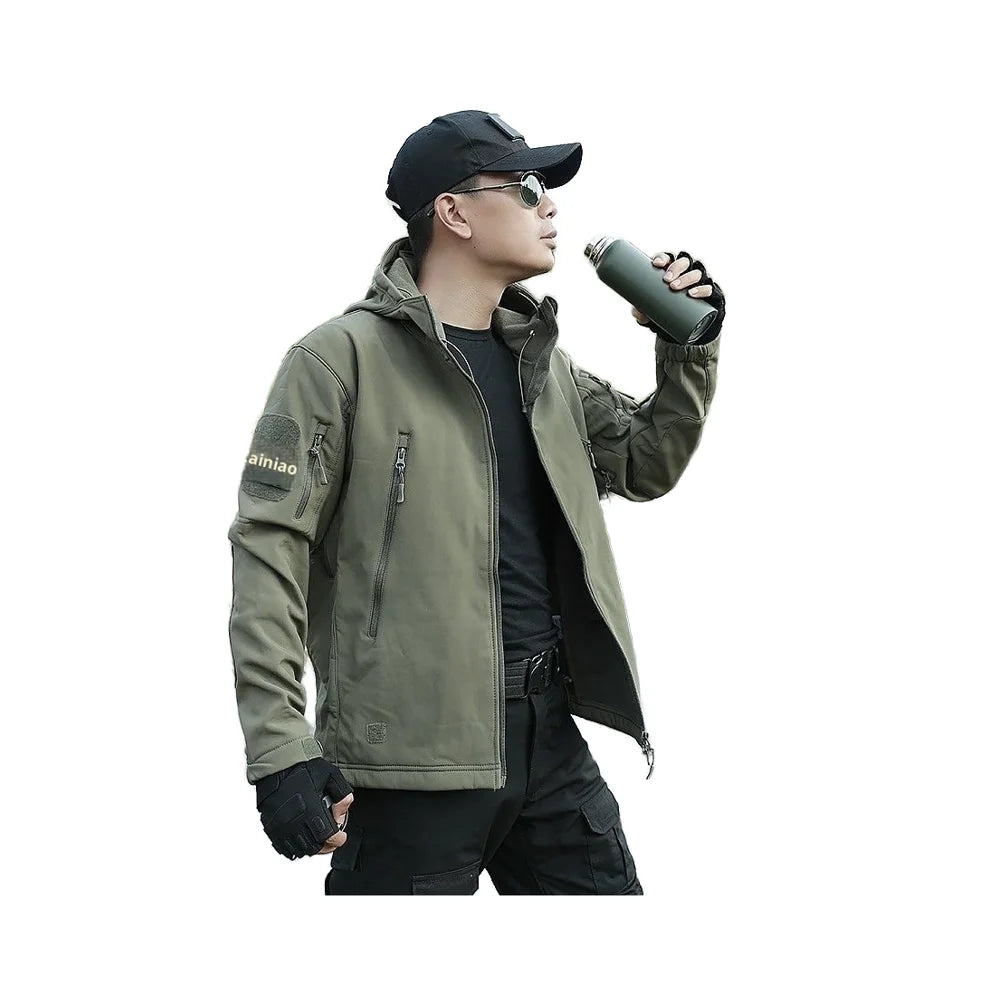 Men's Lightweight Winter Jacket Breathable Waterproof Windproof White Duck Camouflage Hoodie Fall Hiking Uniform Made Polyester