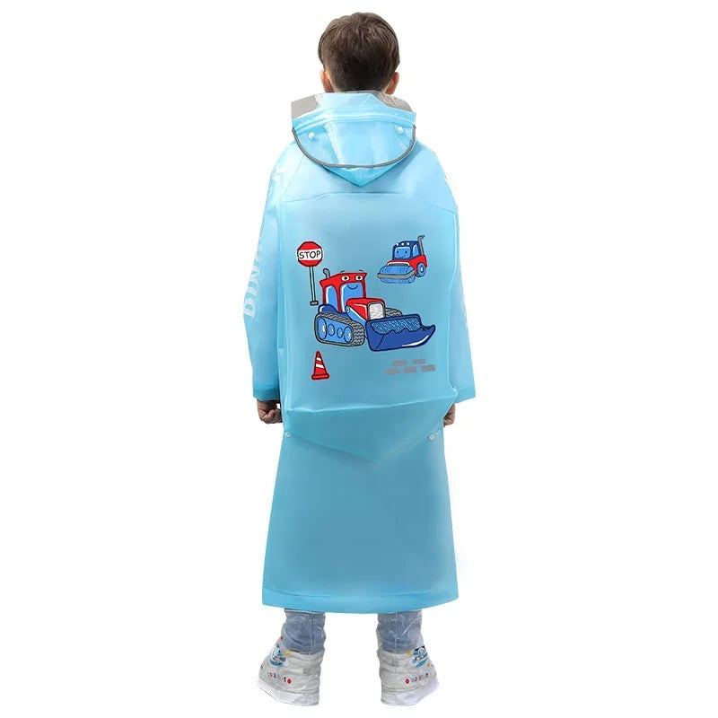Hot Selling  Factory  Healthy Portable Custom logo Reusable Waterproof Cartoon Raincoat  Kids Children Raincoat Soft Material