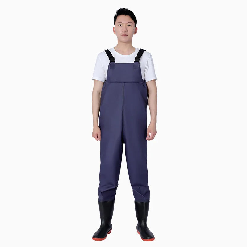 Thickened PVC Material Fishing Waders Pants Zipper Closure Outdoor Wading Unisex Half-length