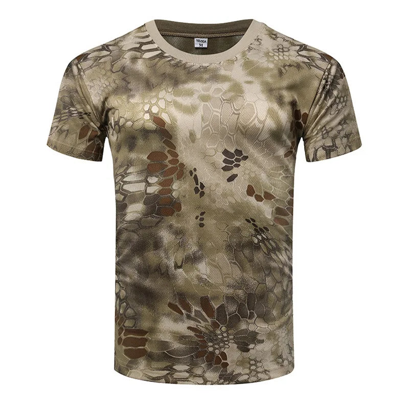 Horse-horse Camouflage Tactical T-shirt Unisex Short-sleeved Summer Quick-drying Breathable 100% Polyester Outdoor Physical