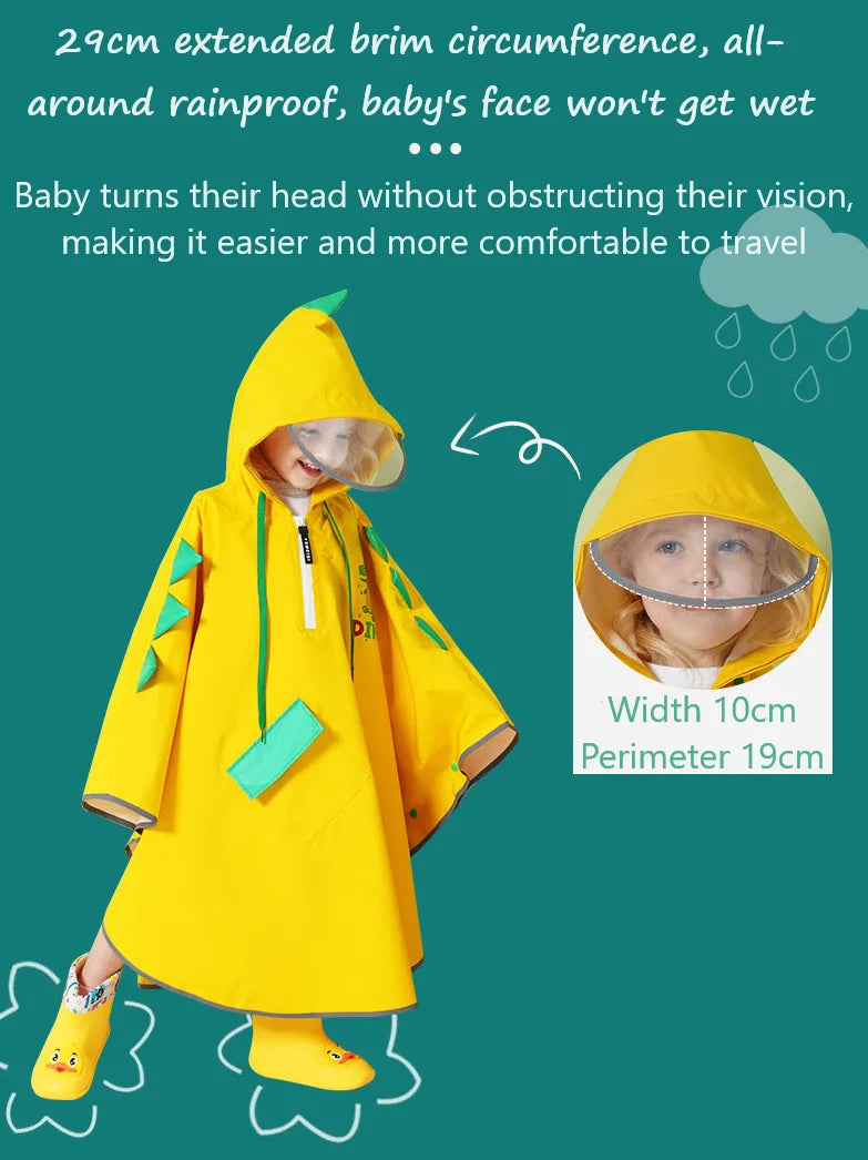 Little Dinosaur Cloak Children's Raincoat Kindergarten Elementary School Baby Cartoon Poncho