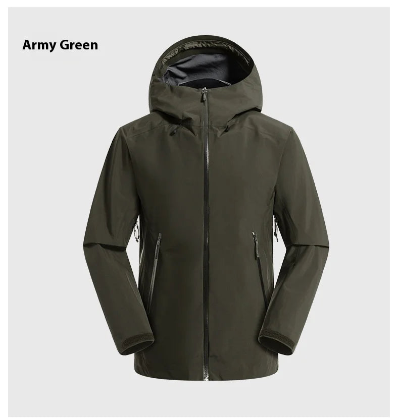 Men's Lightweight Stand Rain Jacket for Autumn Spring Breathable 3D Embroidery Logo Zipper Prints Outdoor Plain Hardshell